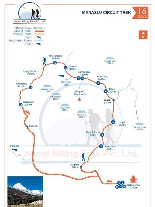 Manaslu Circuit Trek Map